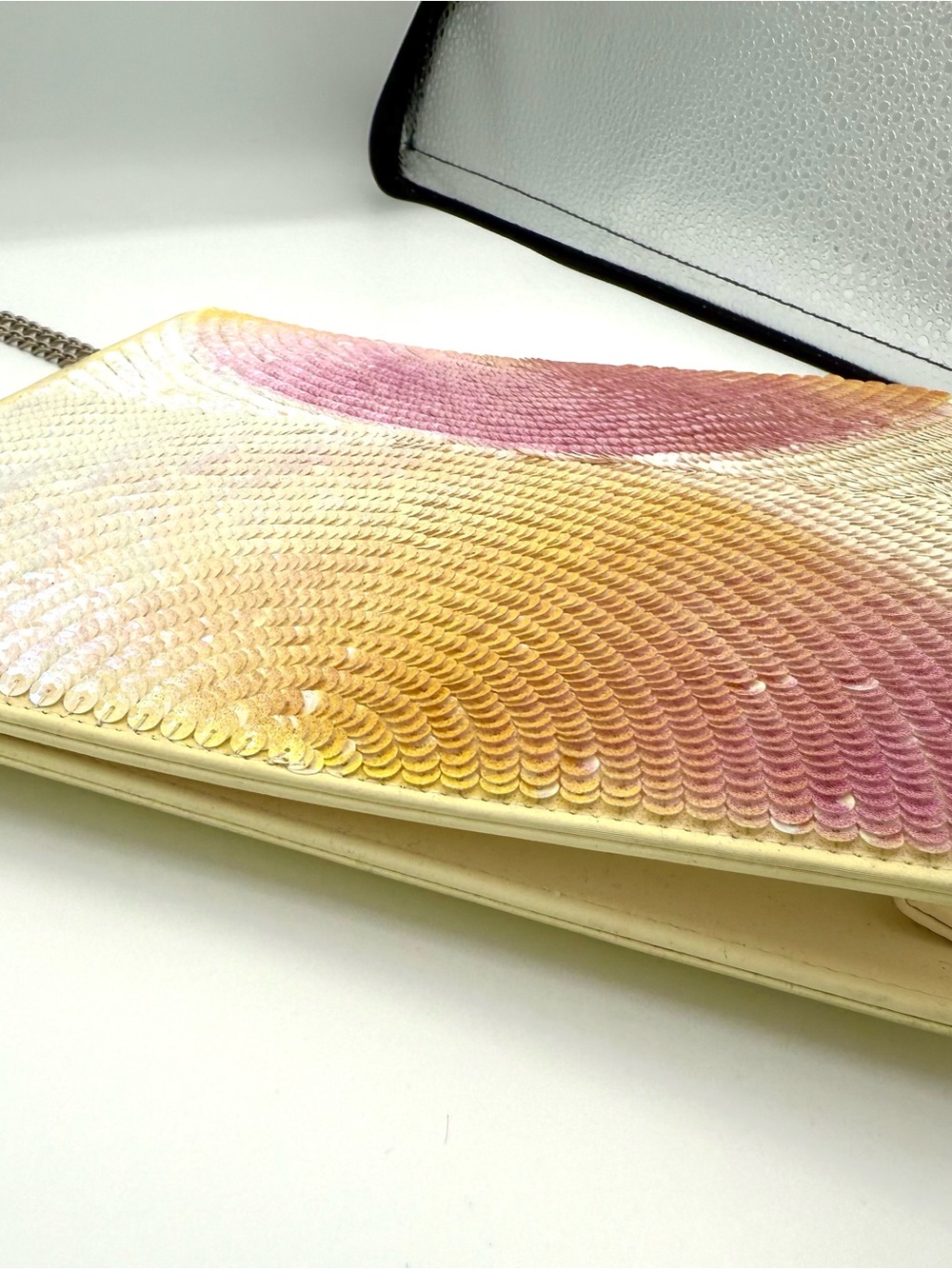 Chanel Iridescent Pink & Gold Square Sequin Party Bag - Picture 6 of 9